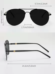 复古飞行员风格金属时尚眼镜，经典男女通用户外旅行海滩度假休闲装饰日常眼镜，适合夏季海滩度假、户外、旅行 - 黑色 - 查看 4