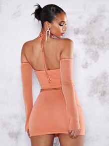 SHEIN BAE Crisscross Tie Backless Crop Top & Bodycon Skirt
