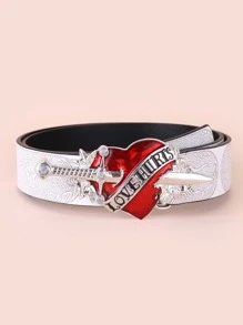 Street Retro Steampunk Heart Buckle Belt For Jeans Pants Halloween - White - View 1