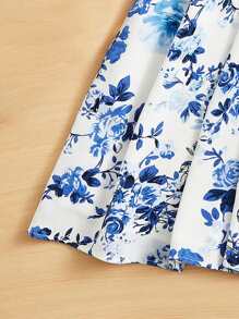 SHEIN VCAY Đầm Plus Size Hoa Tất cả trên in Boho - Xanh và trắng - Xem 5
