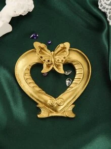 1pc Butterfly & Heart Shaped Decoration Craft - Gold - View 1