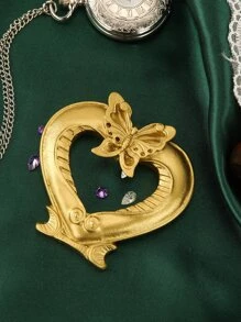 1pc Butterfly & Heart Shaped Decoration Craft - Gold - View 2