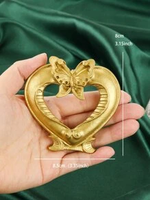 1pc Butterfly & Heart Shaped Decoration Craft - Gold - View 3