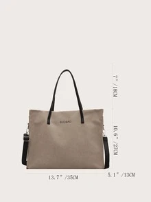 字母圖案單肩托特包 - 卡其色 - 查看 3