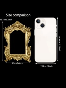 1pc Resin Decor Golden Photography Prop, Nordic Style Vintage Ornament Frame Best Gifts Birthday Graduation - Gold - View 4