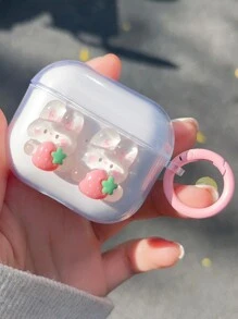 Strawberry Cartoon Rabbit Decor Clear Case Compatible With Airpods - Multicolor - View 1