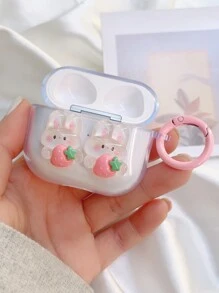 Strawberry Cartoon Rabbit Decor Clear Case Compatible With Airpods - Multicolor - View 2