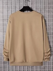 Manfinity Hombres Sudadera con estampado de letra - Camel - Ver 2