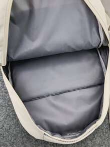 Letter Embroidery Functional Backpack With Coin Purse - White - View 5