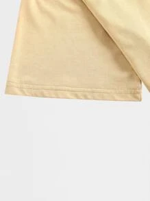 ROMWE MEN Prep 男士棉卡通和標語圖案T恤 - 杏色 - 查看 5