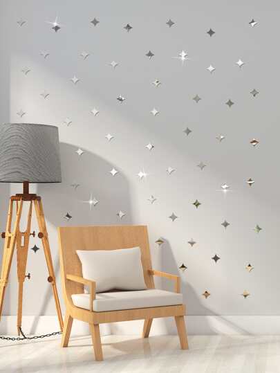 50入組菱形鏡子牆貼