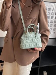 迷你衍縫貝殼包 - 綠色 - 查看 2