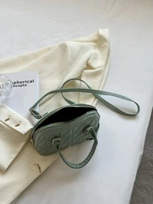 迷你衍縫貝殼包 - 綠色 - 查看 4