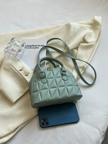 迷你衍縫貝殼包 - 綠色 - 查看 6