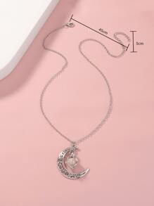 Glow In The Dark Moon & Lantern Charm Necklace - Silver - View 5