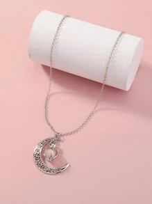 Glow In The Dark Moon & Lantern Charm Necklace - Silver - View 4