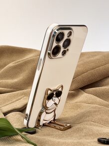 Vỏ điện thoại trang trí chó có chân đế - trắng - Xem 1