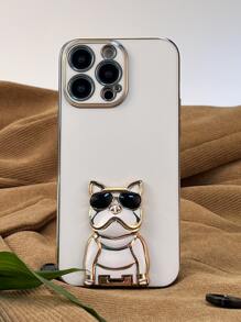 Vỏ điện thoại trang trí chó có chân đế - trắng - Xem 3