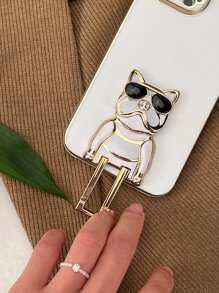 Vỏ điện thoại trang trí chó có chân đế - trắng - Xem 4