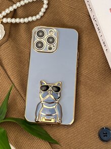 卡通狗裝飾手機殼帶隱形支架 - 藍色 - 查看 1