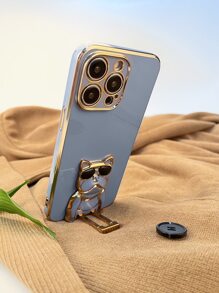 卡通狗裝飾手機殼帶隱形支架 - 藍色 - 查看 2