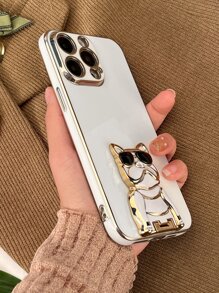 Vỏ điện thoại trang trí chó có chân đế - trắng - Xem 5