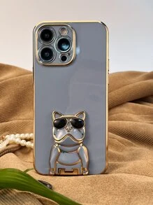 卡通狗裝飾手機殼帶隱形支架 - 藍色 - 查看 4