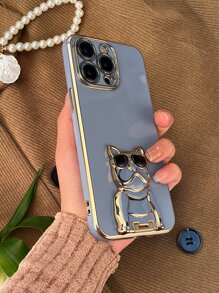 卡通狗裝飾手機殼帶隱形支架 - 藍色 - 查看 5