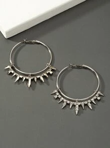 2pcs Men Rhinestone Decor Drop Earrings - Silver - View 2