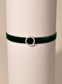 水鑽裝飾頸鏈 - 綠色 - 查看 2