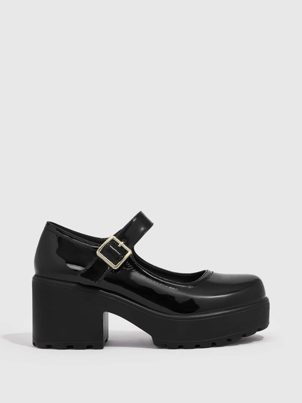 CUCCOO Basic Stitch Detail Platform Mary Jane Shoes SHEIN USA