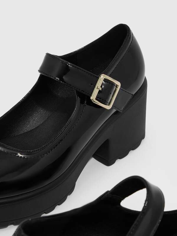 CUCCOO Basic Stitch Detail Platform Mary Jane Shoes SHEIN USA