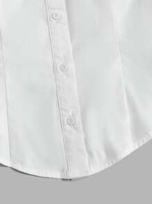 SHEIN EZwear Flap Pocket Button Front Shirt - White - View 6