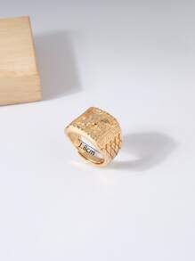 1pc Fashion Copper Eagle Detail Square Ring For Men For Daily Decoration - Yellow Gold - View 3