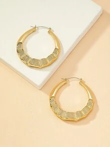 Pendientes de aro con textura de metal - Amarillo Oro - Ver 2