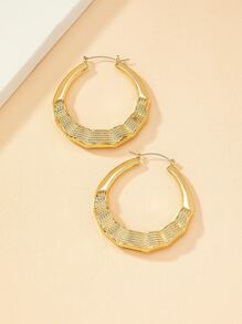 Pendientes de aro con textura de metal - Amarillo Oro - Ver 3