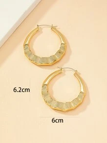 Pendientes de aro con textura de metal - Amarillo Oro - Ver 4