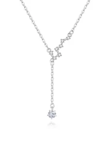 方晶鋯石裝飾銀Y字項鍊