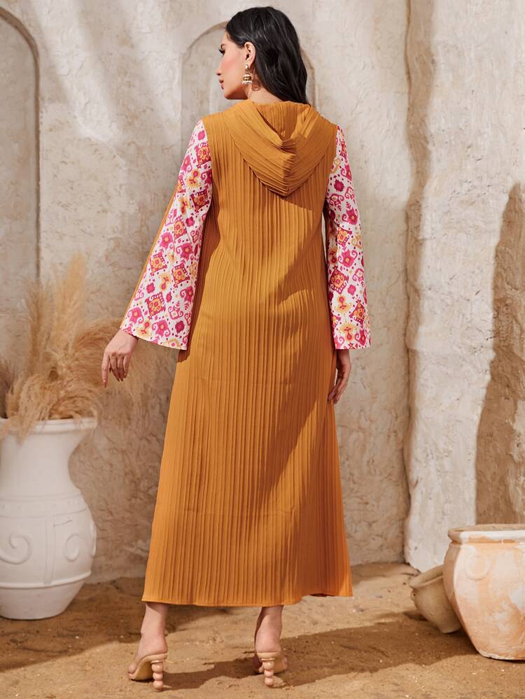 Floral Print Flounce Sleeve Dress