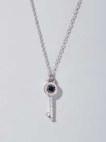 Collar zirconia cúbica con diseño de llave plata - Plateado - Ver 1