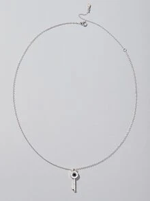 Collar zirconia cúbica con diseño de llave plata - Plateado - Ver 2