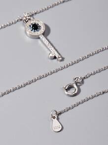 Collar zirconia cúbica con diseño de llave plata - Plateado - Ver 6