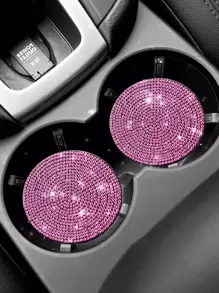 1pc Rhinestone Decor Car Coaster - Pink - View 4