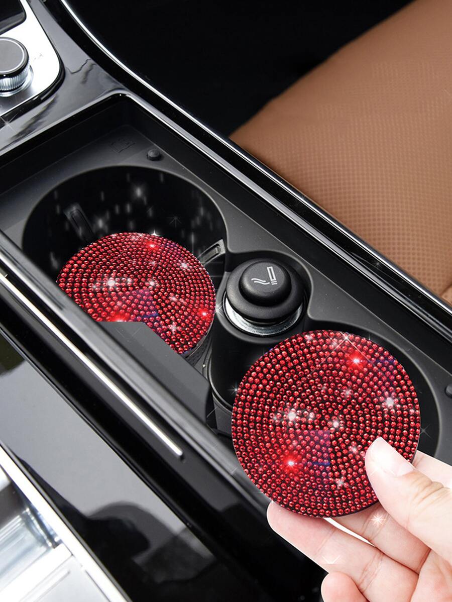 1 pieza Posavasos de coche con diseño de diamante de imitación