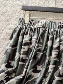SHEIN LUNE Plus Camo Print Elastic Waist Skirt - Multicolor - View 4