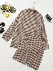 SHEIN LUNE 大碼格紋西裝領西裝外套和裙子