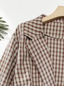 SHEIN LUNE 大碼格紋西裝領西裝外套和裙子