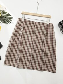 SHEIN LUNE 大碼格紋西裝領西裝外套和裙子