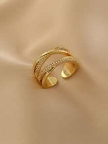 Rhinestone Decor Cuff Ring