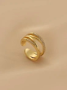 Rhinestone Decor Cuff Ring